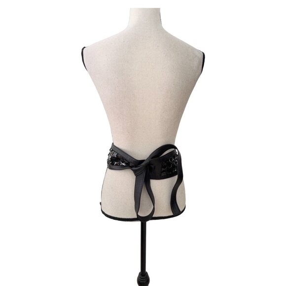 Loewe black leather beaded tie back belt - Picture 2 of 5